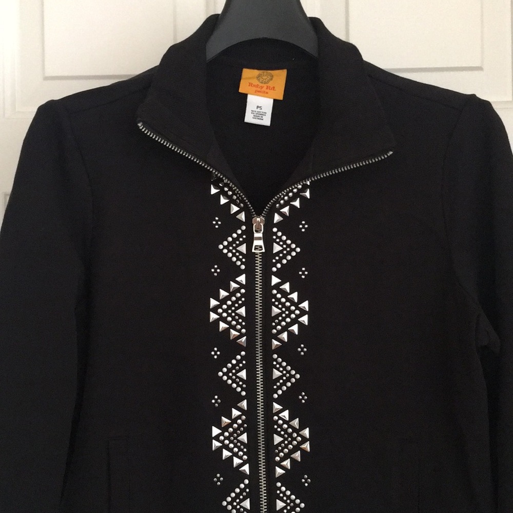 Ruby Rd Jacket Petite Small Black Pockets Zipper - image 3